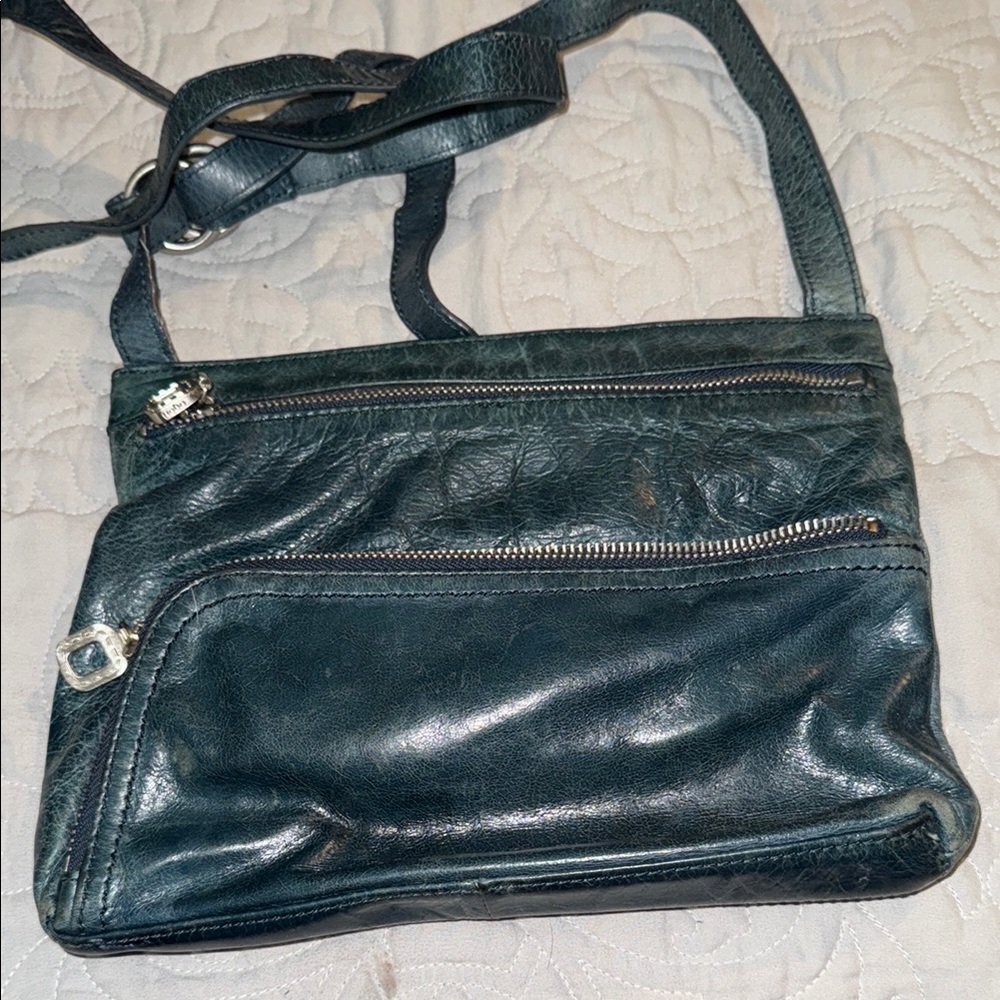 Chic Leather Crossbody Bag - Dark Teal